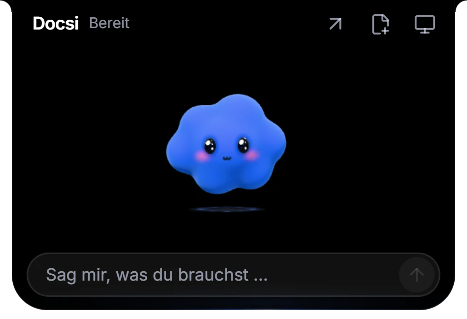 Geöffnetes Docsi-Widget mit Eingabefeld